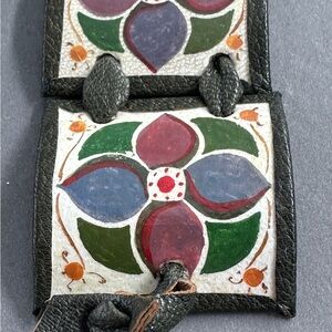 Vintage Hand painted Floral Leather Bracelet